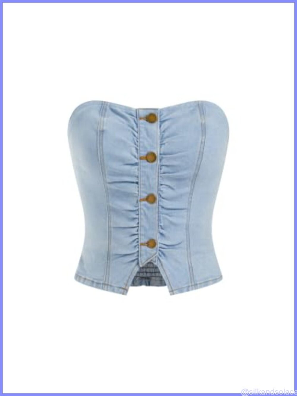 Denim Tube Top for Women Crop Button Down Summer Concert Outfit Y2K Top